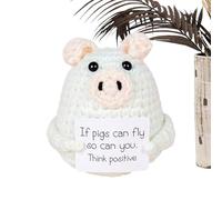 Apoyo emocional animal de crochet, animal de crochet positivo,Muñeca de punto de aliento con tarjeta | Animal hecho a mano de novedad linda y divertida para la decoración de la habitación del hogar