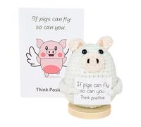 Apoyo emocional animal de crochet, animal de crochet positivo - Muñeca de punto de aliento con tarjeta - Animal hecho a mano de novedad linda y divertida para la decoración de la habitación del hogar