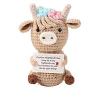 Apoyo emocional de ganchillo - Muñeca de Highland con tarjeta, pequeño crochet positivo | de ganchillo ligera de ganchillo, figuras decorativas para escritorios, estanterías