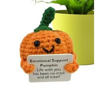 Apoyo emocional - Regalos positivos | Crochet positivo - Pequeña calabaza Crochet Decoración Muñeca de peluche de apoyo emocional | Linda muñeca de ganchillo con tarjeta | Peluche de calabaza