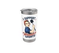 Apoyo los deportes femeninos, feminismo divertido inusable Vaso térmico de acero inoxidable de doble pared