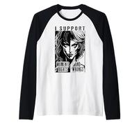 Apoyo los Derechos y los Errores de Las Mujeres Feminista Pop Art Girl Camiseta Manga Raglan