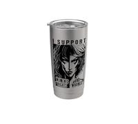Apoyo los derechos y los errores de las mujeres Feminista Pop Art Girl Vaso térmico de acero inoxidable de doble pared