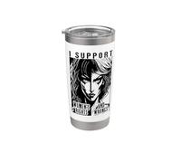 Apoyo los derechos y los errores de las mujeres Feminista Pop Art Girl Vaso térmico de acero inoxidable de doble pared