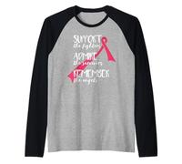 Apoyo Luchadores Admire sobreviviente Recuerda Cáncer de Mama Meme Camiseta Manga Raglan