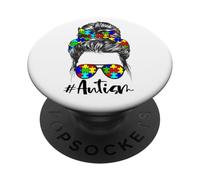 Apoyo para el Mes de concienciación sobre el Autismo para mamá PopSockets PopGrip Adhesivo