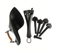 Apoyo para la barbilla para violín Juego completo de piezas violín, accesorios ébano, tamaño 4/4, clavijas for reposapiés barbilla, almohadilla for reposabrazos y(Ebony wood A)