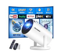 [App Integrada]2025 Proyector Portátil, 1080P Full HD, Soporte 4K, Mini Proyector Vídeo con WiFi 6 y BT 5.2, Soporta Rotación de 180°, Corrección Keystone Automática, Compatible con HDMI/TV Stick/USB