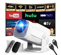 [App Integrada] 2025 Upgraded Proyector Portátil 1920x1080P 4K Supote Videoproyector Dual Control TV WiFi 6 BT5.2 180° Rotation Compatible con HDMI/TV Stick/USB/Laptop, Blanco