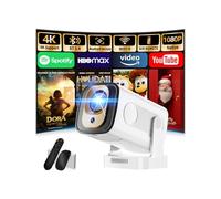 [App Integrada & 2026 Nuevo] Mini Proyector 4K 1080P FHD Proyector Portátil Vídeo con WiFi 6 y BT 5.4 Proyector Vídeo Función Enfoque Automático y Corrección Trapezoidal USB/HDMI/PC, Blanco