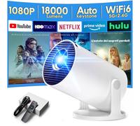 [App Integrada & Auto Keystone] Proyector Portátil con WiFi6 Bluetooth 5.4, AKIYO O2 Mini Proyector con Android TV Full HD 1080P Suporte, 180° Rotation, Compatibile con HDMI/Smartphone/USB/Laptop/PS5