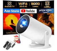 [App Integrada & Auto Keystone] Proyector Portátil con WiFi6 Bluetooth 5.4, AKIYO O2 Mini Proyector con Smart OS Full HD 1080P Soporte, 180° Rotation, Compatibile con HDMI/Smartphone/USB/Laptop/PS5