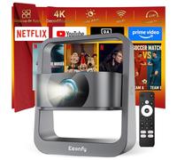 [App Integrada] Eeenfy Proyector Portátil, Proyector TV con E-Focus/Keystone, 350ANSI, 1080P Soporte, Proyector WiFi Bluetooth, Proyector Video 4K Soporte para Cine en Casa, Mejora 2025, Gris Oscuro
