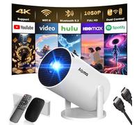 [App Integrada] Mini Proyector 2026 Upgraded Proyector Portátil, Dual Control con Ratón WiFi 6 BT5.2 180° Rotation Compatible con HDMI/TV Stick/USB/Laptop, con Ratón, Blanco