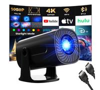 [App integrada & Modos Estrella] Mini Proyector Supporte 4K 1080P con Modos Estrella Apps WiFi 6 BT 5.2 Auto Keystone, Compatible con TV Stick/Smartphone/HDMI/USB, Negro