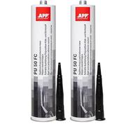 APP PU 50 FC Sellador y adhesivo de poliuretano multiusos | Masilla adhesiva, sellado y pegado | Se puede utilizar para aplicaciones marinas y impermeabilizante | Negro | 310 ml (Paquete de 2)