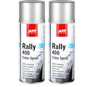 APP Rally 400 Color Spray - Pintura gris plata brillante | Pintura para llantas de coche, madera, metal | Pintura spray gris plata para todo tipo de superficies, alta cobertura | 400 ml (Paquete de 2)