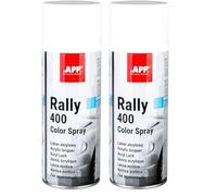 APP Rally 400 Color Spray - Pintura spray blanco brillante | Pintura para coche, madera, metal | Spray pintura blanca para para todo tipo de superficies, alta cobertura | 400 ml (Paquete de 2)