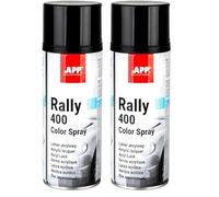 APP Rally 400 Color Spray - Pintura spray negro brillo | Pintura para coche, madera, metal | Spray pintura negra para para todo tipo de superficies, alta cobertura | 400 ml (Paquete de 2)