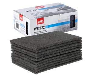 APP WS 222 Estropajo abrasivo no tejido, paquete de 10 (150 x 230 mm), gris | Abrasivo de vellón grano grueso 600-800 para lijar madera, metal y acero inoxidable