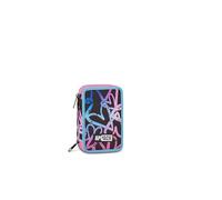 Appack Estuche con 3 Cremalleras, Triple Compartimento, Completo con lápices, rotuladores, Colores, Accesorios de Mochila, elementales, Medios, Superiores, inglés Lavander, niñas y Chicas, Rosa/Azul