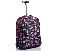 Appack Mochila con Ruedas Big Trolley, YUZER, Negro y Rosa - Mochila 2 en 1, Mochila Escolar con Carro, Crossover System - Bolso Escolar Niñas y Adolescentes - Bolsillo Frontal con Cremallera
