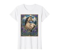 Appaloosa American Spotted Horse en un Entorno Occidental Camiseta gráfica económica, Mujer, Blanco, L