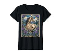 Appaloosa American Spotted Horse en un Entorno Occidental Camiseta gráfica económica, Mujer, Negro, L