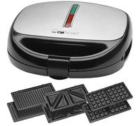 Apparecchio multifunzione Clatronic 3 in 1 | Tostapane per sandwich, piastra per cialde e grill a contatto | 800 Watt | Lavabile in lavastoviglie | Rivestimento antiaderente | ST/WA 3670
