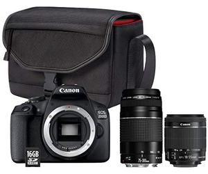 Appareil Photo Reflex Canon EOS 2000D + Objectif EF S 18 55 mm f 3.5 5.6 IS II + Objectif EF 75 300 mm f 4 5.6 III + Sac SB130