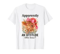 Apparently I Have An Attitude Highland Cow Funny Bow Glasses Camiseta