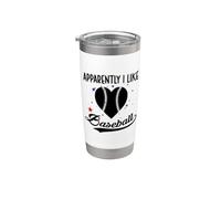 Apparently I Like Baseball Sport Baseball Lover Baseball Mom Vaso térmico de acero inoxidable de doble pared