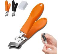 Appehinglaus Wide Jaw Opening Anti-Splash Slanted Nail Clipper, Slanted Nail Clipper, No Splash Nail Trimmer For Men, Long Handle Curved Toenail Clipper, Curved Nail Clippers For Thick Nail (Orange)