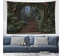 Appeso A Parete Decoración Casa - Verde Oscuro Sendero De La Selva Tropical Sistema Secreto Del Bosque 200 X 150 Cm Murales Alfombra Tapiz Pared - Tapices Decorativo Para Habitacion Dormitorio Salon