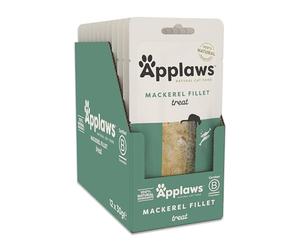 Applaws 100% Natural Cat Treat Snack Whole Mackerel Loin para gatitos, adultos y gatos mayores - Paquete de 12 bolsitas de 30 g