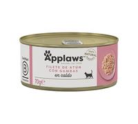 Applaws 100% Natural Comida Húmeda para Gatos Adultos - Filete de Atún y Camarón en Caldo - Paquete de 24 latas de 70g