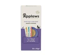 Applaws 100 % Natural cremoso lickable sin Cereales Snack para Gatos y Gatitos, Pack Variedad, 32 × 15 g Sobres