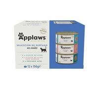 Applaws 100% Natural Wet Cat Food, Multipack Fish Selection in Broth 156 g Tin (Pack of 12)