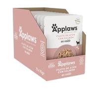 Applaws 100% Natural Wet Cat Food, Tuna Fillet with Salmon in Broth Pack of 12 x 70g Pouch