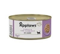 Applaws Comida húmeda 100% Natural Premium para Gatos, caballa con sardina en Caldo - Paquete de 24 latas de 70 g