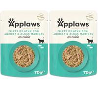 Applaws Comida Húmeda para Gatos 100% Natural con Filete de Atún y Anchoas en Caldo para Gatos Adultos - 12 Sachets de 70g (Paquete de 2)