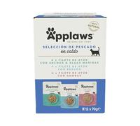 Applaws Comida Húmeda para Gatos 100% Natural Multipack de Selección de Pescado en Caldo para Gatos Adultos - 12 Sobres de 70g