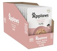 Applaws Comida para gatos en sobre de 70 g, Atún Entero con Salmón en Gelatina - Paquete de 16 sobres de 70 g