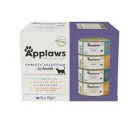 Applaws, latas de Comida húmeda Natural para Gatos, selección variada en Caldo, 12 x 70 g
