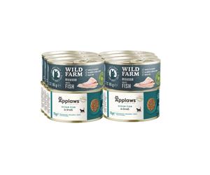 APPLAWS Pescado del Océano en Caldo Lata 6x70g + WILD FARM Mousse Pescado Blanco 6x80g - mousse sin cereales para gatos