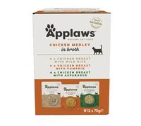 Applaws Comida Húmeda para Gatos 100% Natural Multipack de Pechuga de Pollo en Sobre - 12 Sobres de 70g