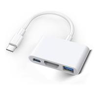 Apple - Adaptador USB C a HDMI para iPhone 15/16 a TV, adaptador multipuerto AV digital USB-C 4K a 60Hz con PD 100W y USB 3.1, certificado MFi tipo C a HDMI para iPad Pro, MacBook Air/Pro (blanco)