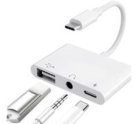 Apple - Adaptador USB C a USB para MacBook, divisor 3 en 1 USB C a USB-A OTG con conector de audio de 3.5 mm y puerto de carga rápida PD compatible con iPhone 15, iPad Pro, Samsung Galaxy S23