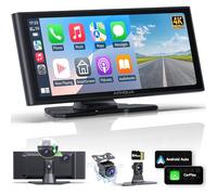 Apple Carplay - Pantalla portátil para Coche de 9,3 Pulgadas, inalámbrico, Apple Carplay y Android, cámara de salpicadero 4K, cámara de visión Trasera 1080p, DVR, Receptor de Audio para Coche
