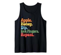 Apple Honey Dip Repeat Rosh Hashanah Yom Kippur Hanukkah Camiseta sin Mangas